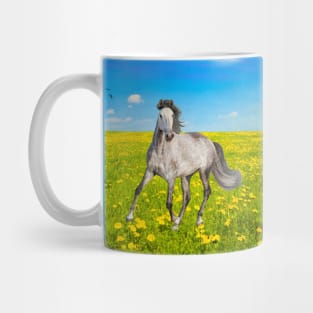 Dapple Gray Horse in Spring Field Mug